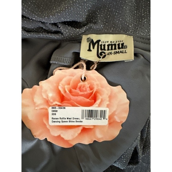 Show Me Your Mumu Renee Ruffle Maxi Dress Dancing Queen Shine Smoke - Picture 11 of 11